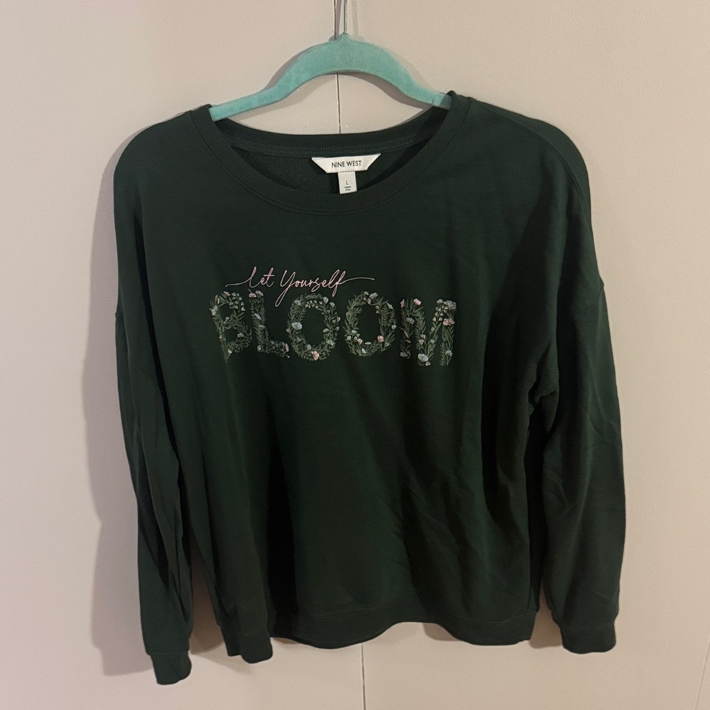Nine West Dark Green 'Let Yourself Bloom' Sweatshirt